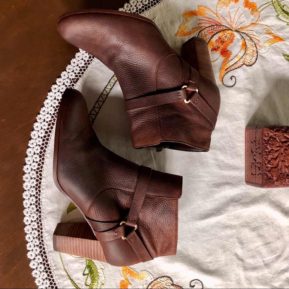 Cole Haan Calista Leather Ankle Boots. Harness Strap.Chocolate Brown. Size 10 - Picture 6 of 12